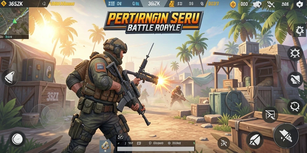 Tampilan gameplay seru dari 365ZK saat bertarung di arena Battle Royale.