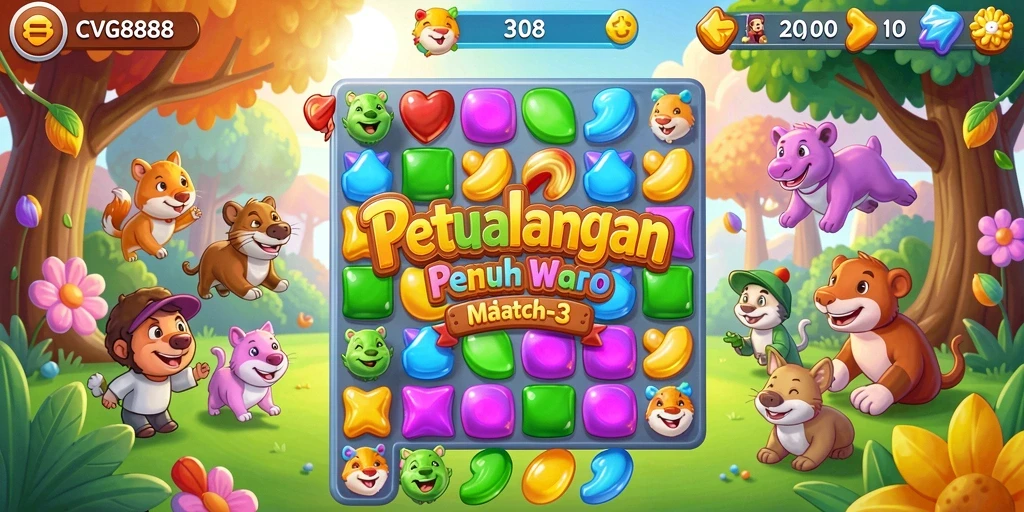 Tampilan gameplay seru CVG8888 dengan kombinasi warna yang menawan.