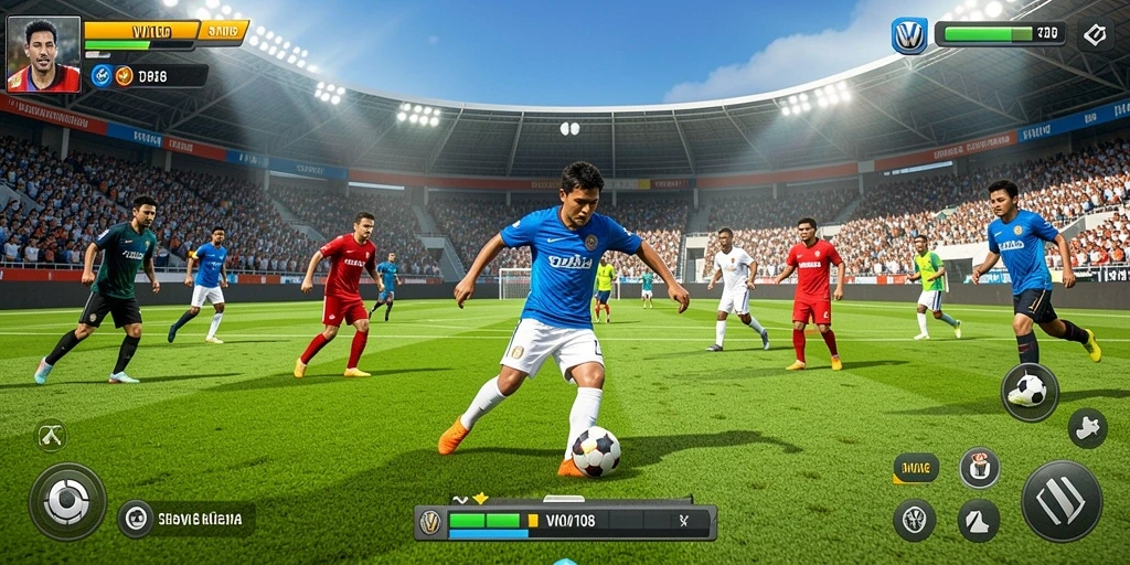 Tangkapan layar <strong>VW108</strong> menampilkan aksi mendebarkan dalam permainan sepak bola.